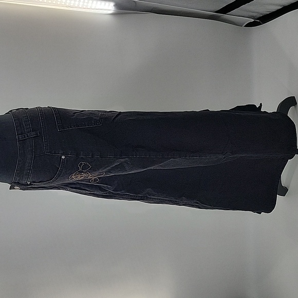 Black Denim Maxi Skirt with Floral Embroidery - Picture 16 of 16